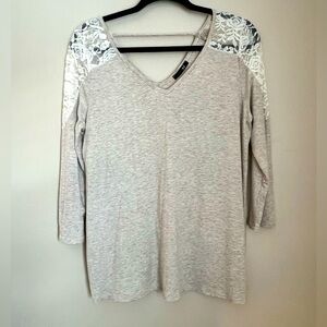 Papermoon Beige and Lace Shoulder Blouse Large